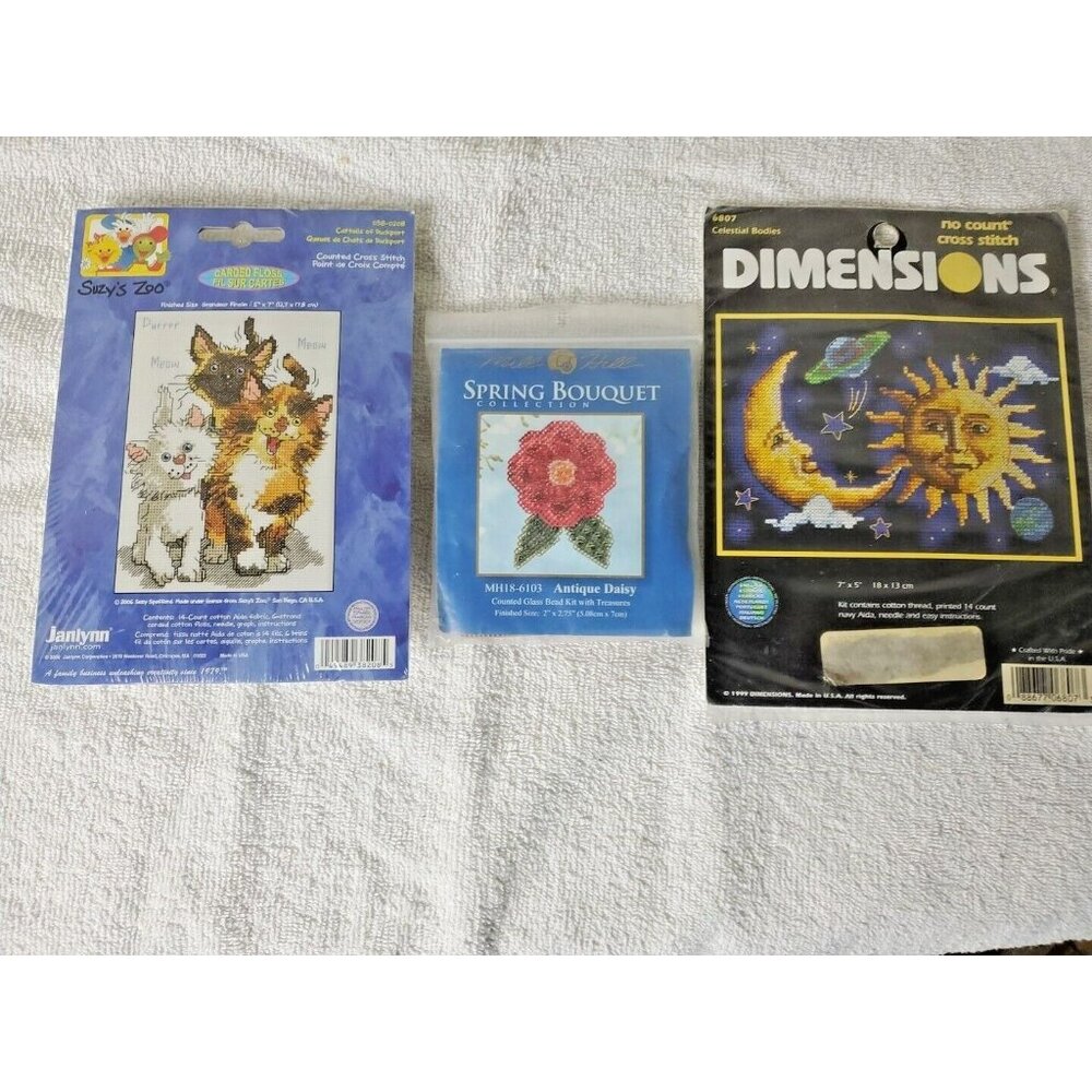Cross Stitch Kits‎ Suzys Zoo Mill Hill Dimensions Lot Of 3